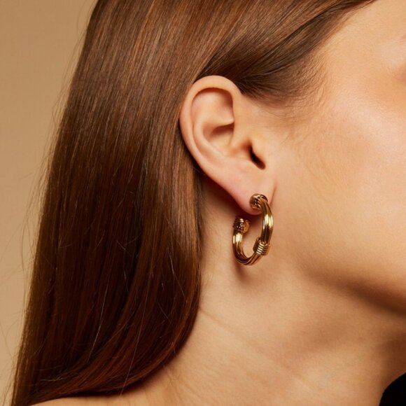 💕ANTHROPOLOGIE💕 Gas Bijoux Ariane Hoop Earrings ~ Gold NWT - Picture 3 of 3